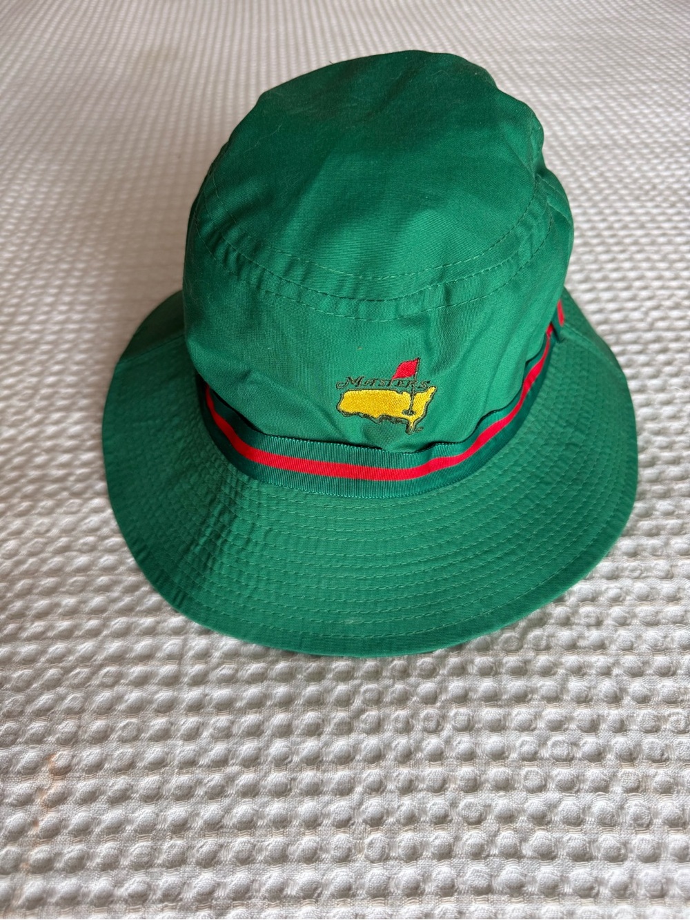 Vintage 90s Masters Collection Green Bucket Hat with Red Stripe rare golf hat - Picture 2 of 4